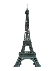 Miniature Eiffel Tower replica, isolated on a white background. PNG transparent.
