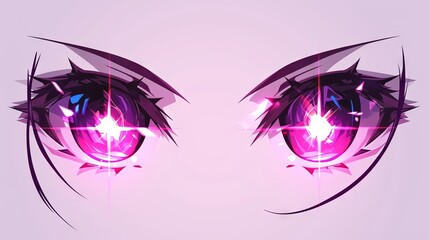 Glowing pink anime eyes with long lashes