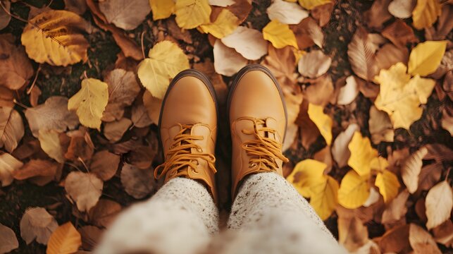 buty, jesień, las, liście, drzew, kozaki, but, botki, moda, 