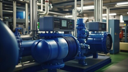 Industrial Blue Pump with Digital Control Panel