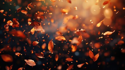 Autum background with autumn leaves falling down