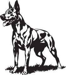 Black dog silhouette and white background