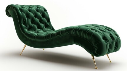 velvet chaise lounge in deep emerald green