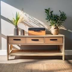 Multi-functional storage bench with hidden compartments for a modern and organized entryway