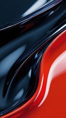Abstract black and red waves flowing with smooth glossy curves