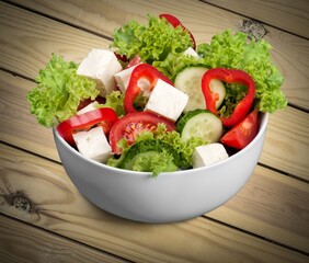 Fresh tasty healthy salad with vegetables