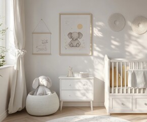closeup poster in 2*3 inches frame in nursery room , scandi "ai generated"