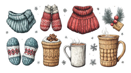 Cozy Winter Hygge Set &ndash; Knitted Socks, Hot Drinks, and Candles
