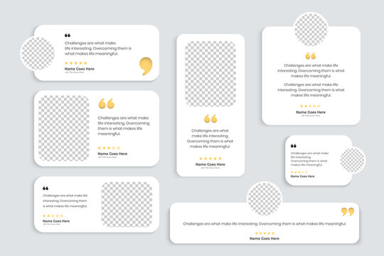 Set of Creative Testimonial Editable Vector templates, Empty speech bubbles, What our Clients Say, Quote, Review, Feedback, Infographic Template, Label, editable text box layout, recommendation note