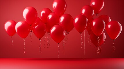 red ballons on red background.