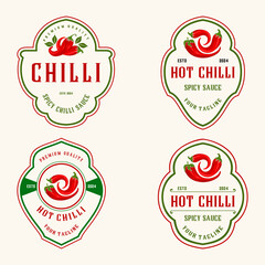 set Chili logo. spicy red chili, restaurant food design, sauce label, natural spicy food product brand.