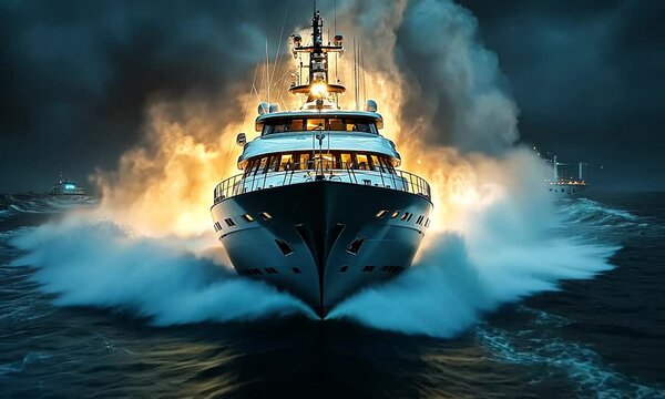 Yacht in a Stormy Sea