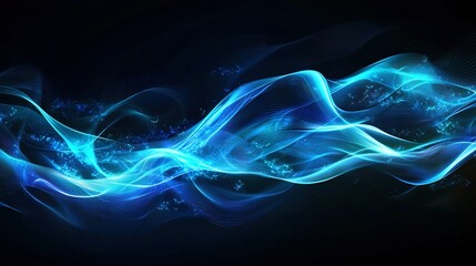 Fototapeta premium A black background with a wave of blue light