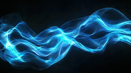 Obraz premium A long exposure of blue light illuminating a dark background, creating a wave-like effect