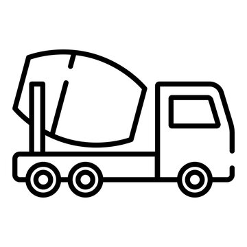 recommend clip art: Concrete mixer truck, cement truck black line icon