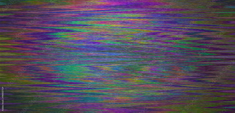 Poster Digital representation of a television screen with static interference, displaying various colored lines and patterns. A monitor that shows failures, malfunctions, and lack of a clear signal.