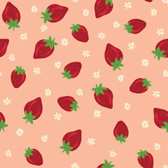Picnic fruits seamless pattern, summer, vacation, strawberries vector hand draw, background, print, textile, fashion, fabric, wallpaper