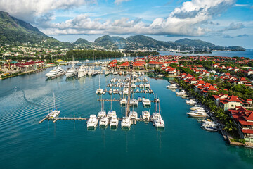 Marina for yachts, catamarans and boats on Eden Island, Victoria, Seychelles