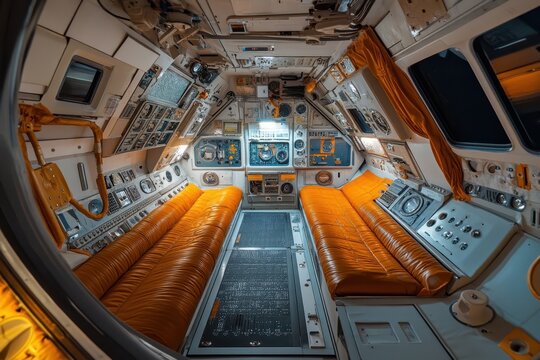 Bratislava Slovakia March 8 2023 Inside the Mir Space Station Module at the Cosmos exhibition