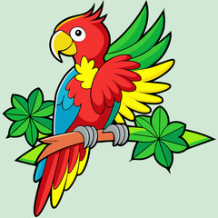 Cute macaw bird cartoon on white background stock illustration