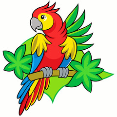 Cute macaw bird cartoon on white background stock illustration