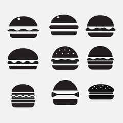 Round Burger Silhouette Vector Illustration | Food Icon | Printable Burger Clipart