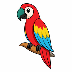 Cute macaw bird cartoon on white background stock illustration