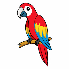 Cute macaw bird cartoon on white background stock illustration