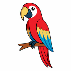 Cute macaw bird cartoon on white background stock illustration
