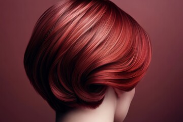 Portrait of a fashionable woman with a modern haircut. Back view of a beautiful woman's haircut.