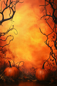 halloween background with pumpkins