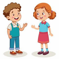 Two Kids Talking Cartoon Character vector illustration stock illustration