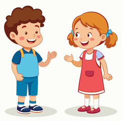 Two Kids Talking Cartoon Character vector illustration stock illustration
