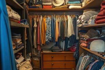 Chic apparel and home items in spacious closet