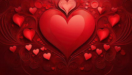 Valentine's day background with red hearts. Vector illustration.