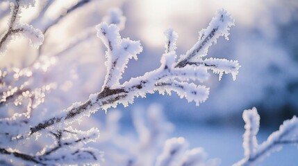 Winter Frost on Tree Branches