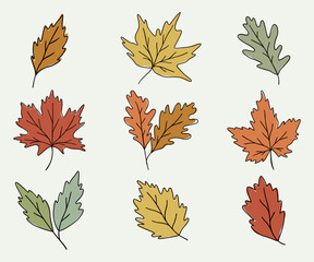 Obraz premium Fall Leaf Bundle | Doodled Autumn Leaves | Vector Nature Illustration Set