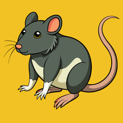 Grey mouse cartoon illustration. Little house mice or rat character with long tail isolated on white background stock illustration