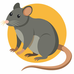 Grey mouse cartoon illustration. Little house mice or rat character with long tail isolated on white background stock illustration