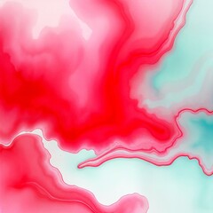Obraz premium Ruby Red and Seafoam Green Watercolor Blend