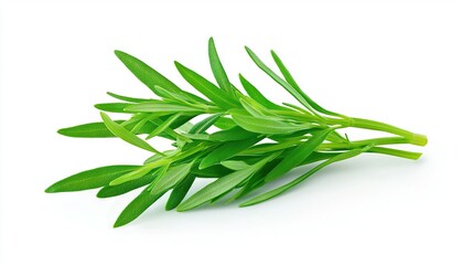   A white table with a bottle of orange juice next to green leaves