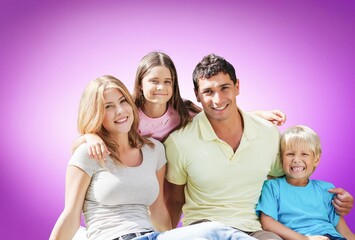 Obraz premium Happy young Family Parents With child Ready For Vacation