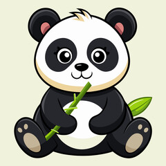Giant Panda with bamboo stick isolated vector illustration stock illustration