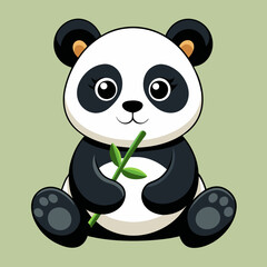 Giant Panda with bamboo stick isolated vector illustration stock illustration