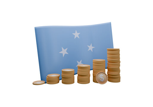 recommend clip art: 3D render illustration of Micronesia flag and currency called Dollar
