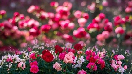 Spring backgroung flowering roses flowers floral blossom nature and abstract bokeh
