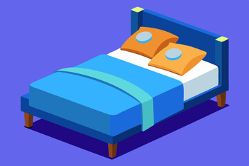 Bed icon in isometry style. Domestic and office furniture and equipment. stock illustration