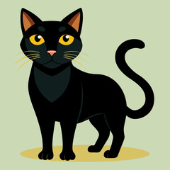 Sitting black cat illustration on white background stock illustration