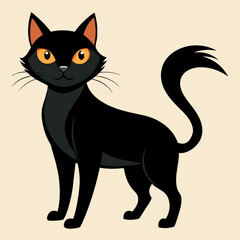 Sitting black cat illustration on white background stock illustration