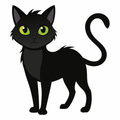 Sitting black cat illustration on white background stock illustration